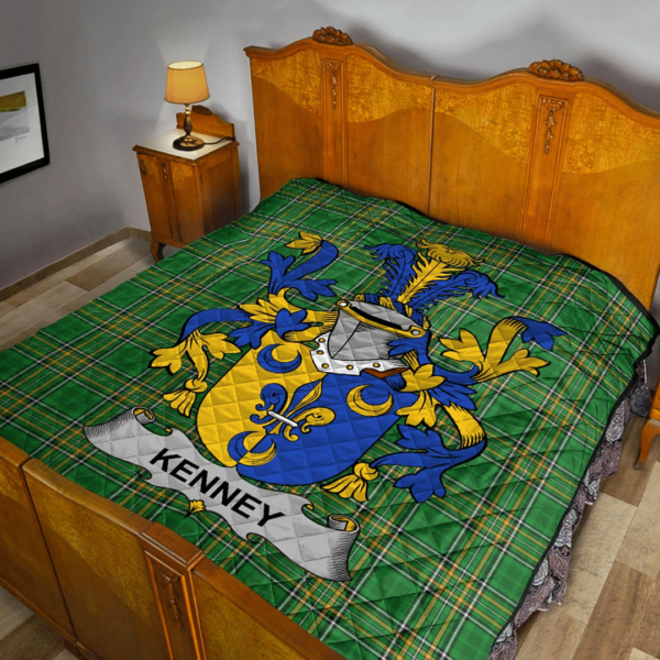 Kenney Or O'Kenny Irish Family Crest Premium Quilt - Irish National Tartan - Image 2