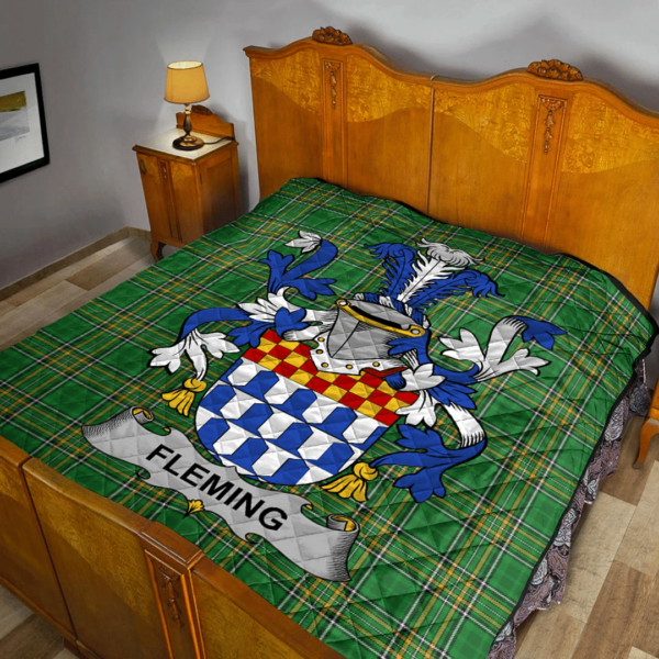 Fleming Irish Family Crest Premium Quilt - Irish National Tartan - Image 2