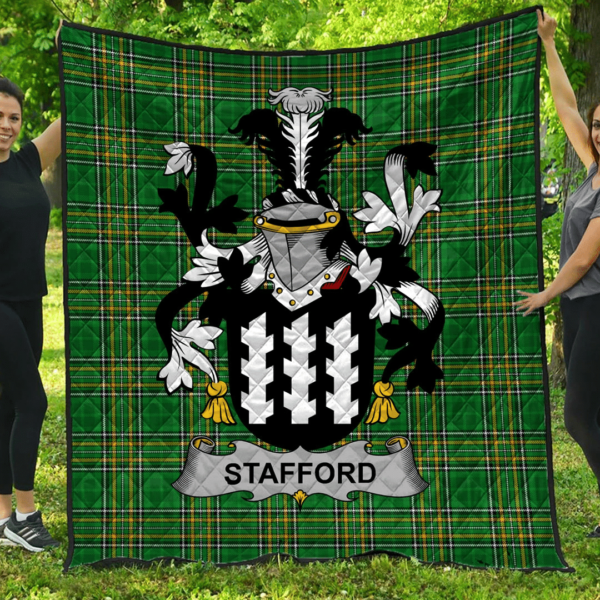 Stafford Irish Family Crest Premium Quilt - Irish National Tartan