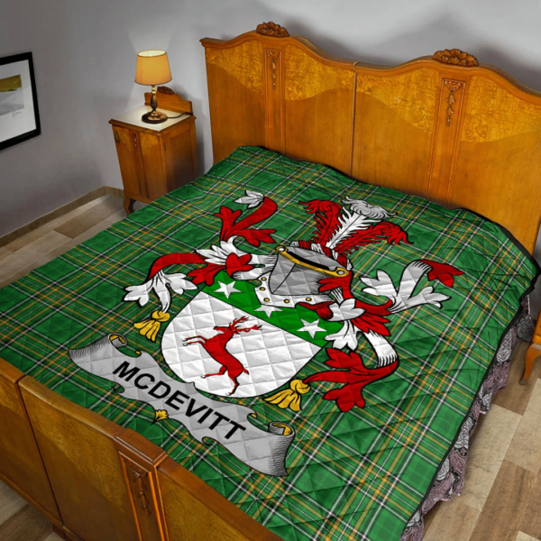 Mcdevitt Irish Family Crest Premium Quilt - Irish National Tartan - Image 2