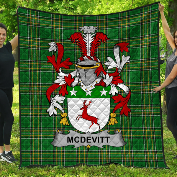 Mcdevitt Irish Family Crest Premium Quilt - Irish National Tartan