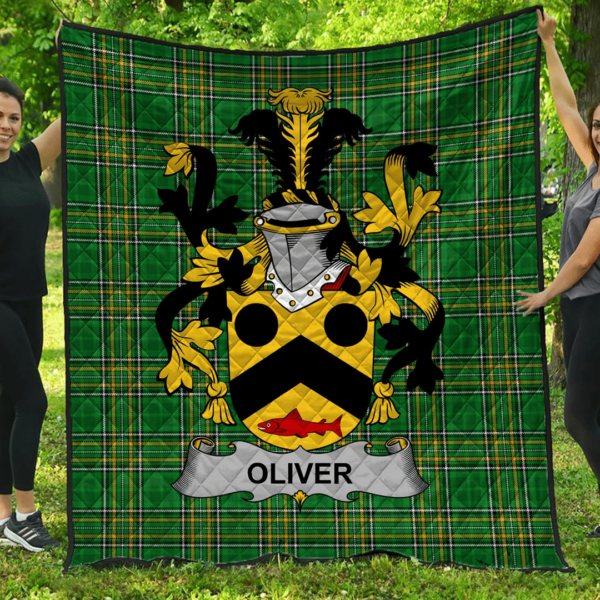 Oliver Irish Family Crest Premium Quilt - Irish National Tartan