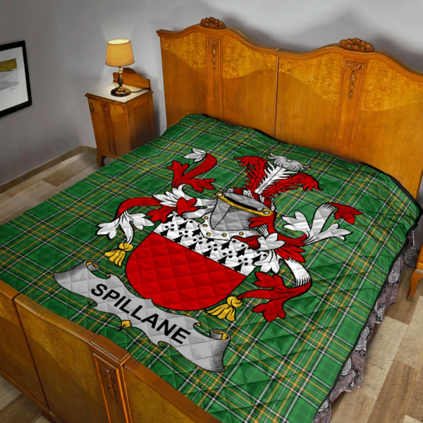 Spillane Or O'Spillane Irish Family Crest Premium Quilt - Irish National Tartan - Image 2