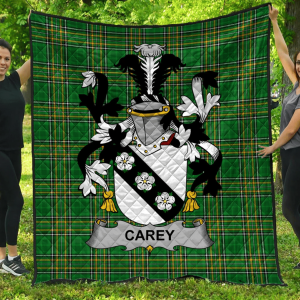 Carey Or Cary Irish Family Crest Premium Quilt - Irish National Tartan