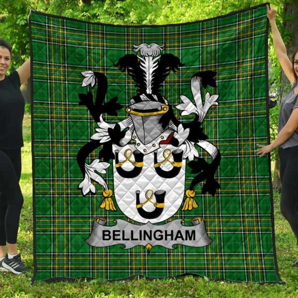 Bellingham Irish Family Crest Premium Quilt - Irish National Tartan