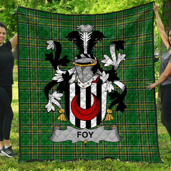 Foy Or O'Fie Irish Family Crest Premium Quilt - Irish National Tartan