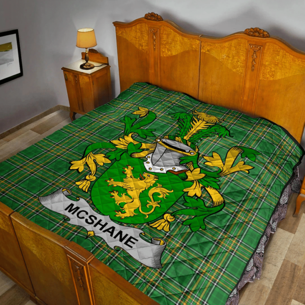 Shane Or Mcshane Irish Family Crest Premium Quilt - Irish National Tartan - Image 2