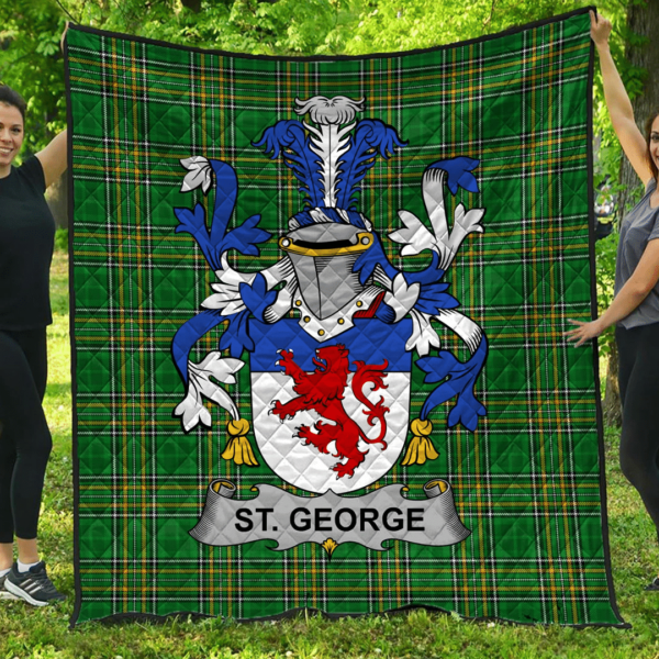 St. George Irish Family Crest Premium Quilt - Irish National Tartan