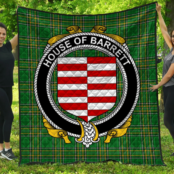 House Of Barrett Irish Family Crest Premium Quilt - Irish National Tartan