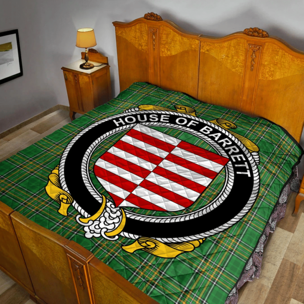 House Of Barrett Irish Family Crest Premium Quilt - Irish National Tartan - Image 2