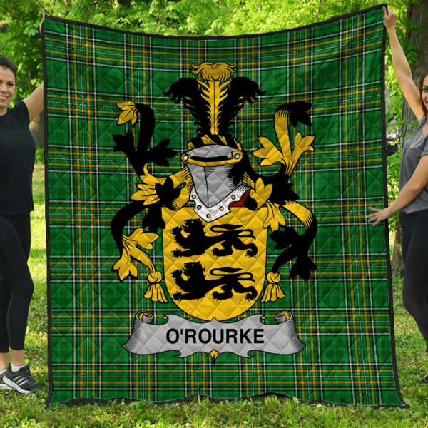 O'Rourke Irish Family Crest Premium Quilt - Irish National Tartan