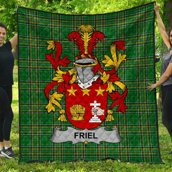 Friel Or O'Friel Irish Family Crest Premium Quilt - Irish National Tartan