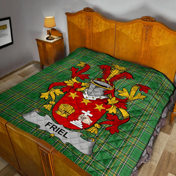 Friel Or O'Friel Irish Family Crest Premium Quilt - Irish National Tartan - Image 2