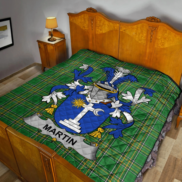 Martin Irish Family Crest Premium Quilt - Irish National Tartan - Image 2