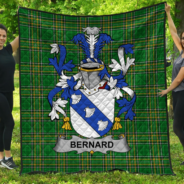 Bernard Irish Family Crest Premium Quilt - Irish National Tartan