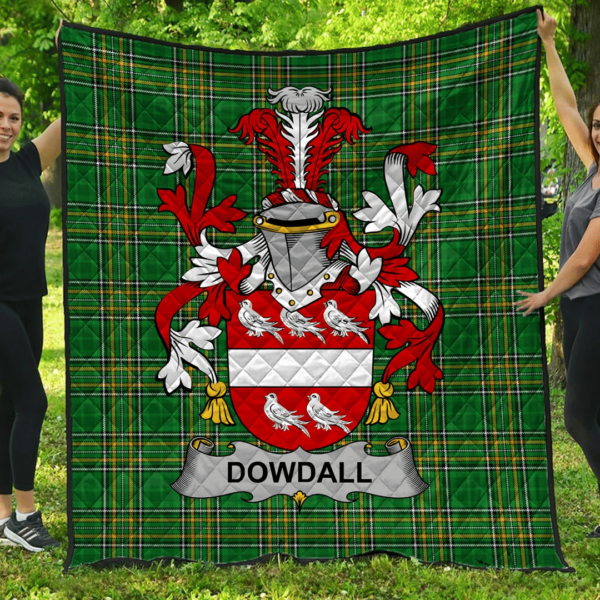 Dowdall Irish Family Crest Premium Quilt - Irish National Tartan