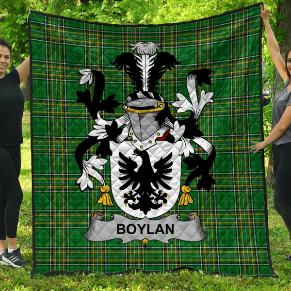 Boylan Or O'Boylan Irish Family Crest Premium Quilt - Irish National Tartan