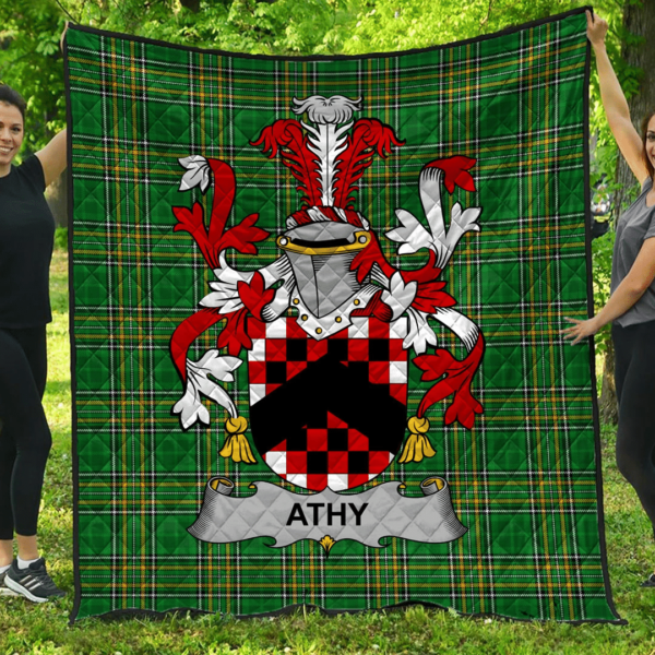 Athy Irish Family Crest Premium Quilt - Irish National Tartan