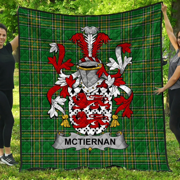 Mctiernan Or Kiernan Irish Family Crest Premium Quilt - Irish National Tartan