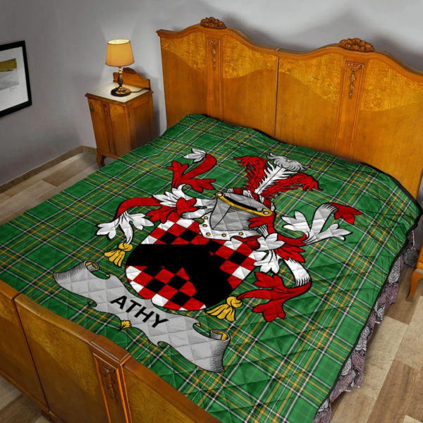 Athy Irish Family Crest Premium Quilt - Irish National Tartan - Image 2