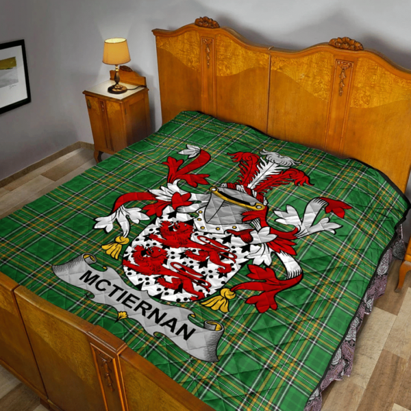 Mctiernan Or Kiernan Irish Family Crest Premium Quilt - Irish National Tartan - Image 2