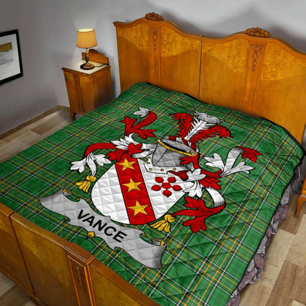 Vance Irish Family Crest Premium Quilt - Irish National Tartan - Image 2