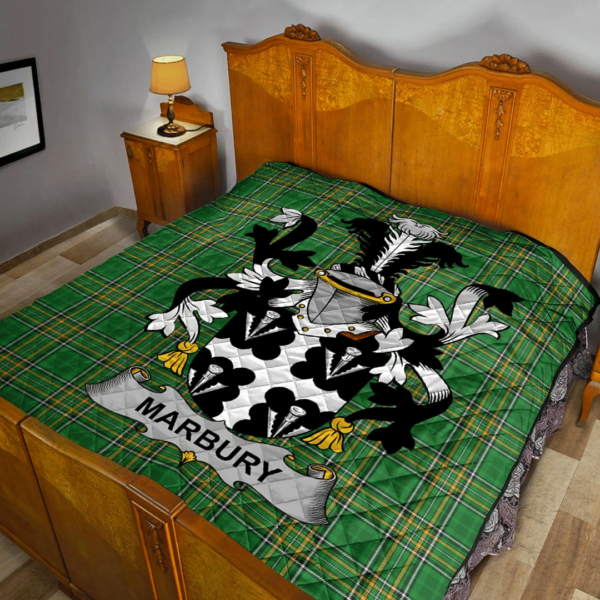 Marbury Or Maybery Irish Family Crest Premium Quilt - Irish National Tartan - Image 2