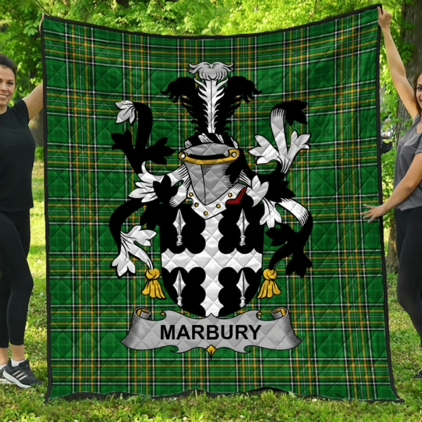 Marbury Or Maybery Irish Family Crest Premium Quilt - Irish National Tartan