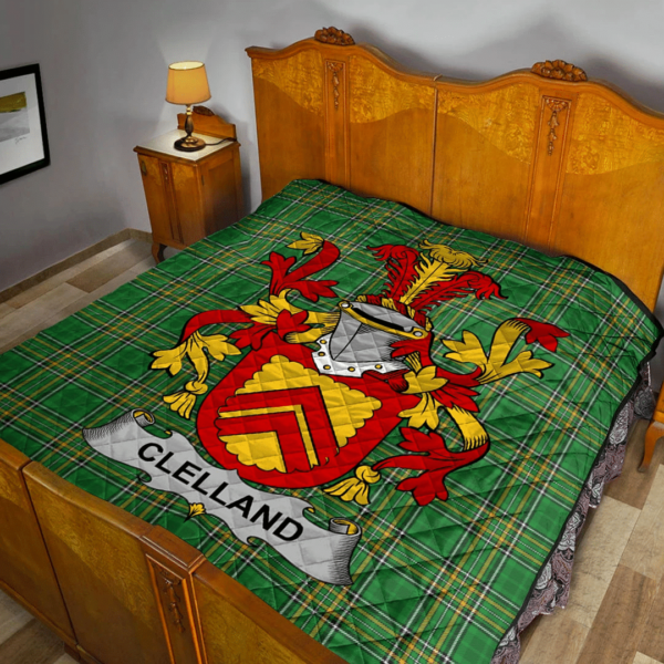 Clelland Or Mcclelland Irish Family Crest Premium Quilt - Irish National Tartan - Image 2