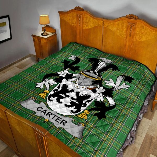 Carter Irish Family Crest Premium Quilt - Irish National Tartan - Image 2