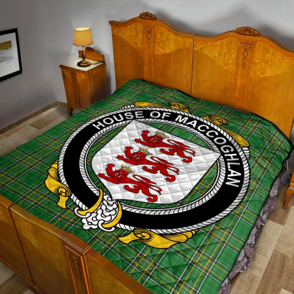 House Of Maccoghlan Irish Family Crest Premium Quilt - Irish National Tartan - Image 2