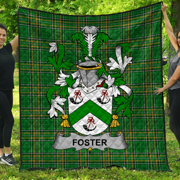 Foster Irish Family Crest Premium Quilt - Irish National Tartan