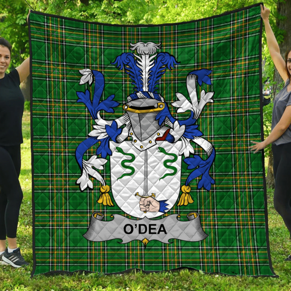 Dea Or O'Dea Irish Family Crest Premium Quilt - Irish National Tartan