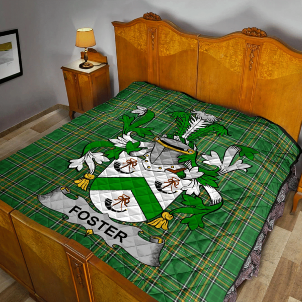 Foster Irish Family Crest Premium Quilt - Irish National Tartan - Image 2