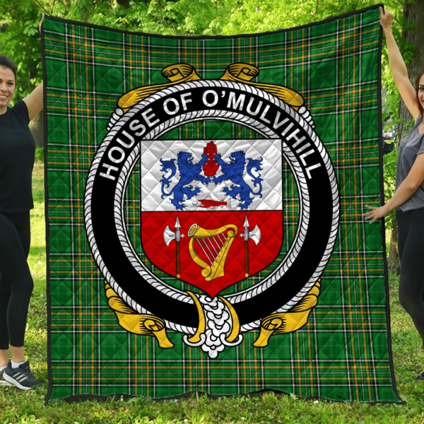 House Of O'Mulvihill Irish Family Crest Premium Quilt - Irish National Tartan