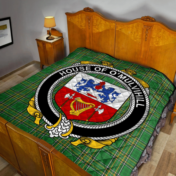 House Of O'Mulvihill Irish Family Crest Premium Quilt - Irish National Tartan - Image 2