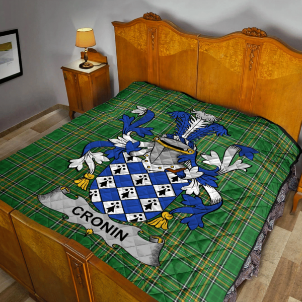 Cronin Or O'Cronin Irish Family Crest Premium Quilt - Irish National Tartan - Image 2