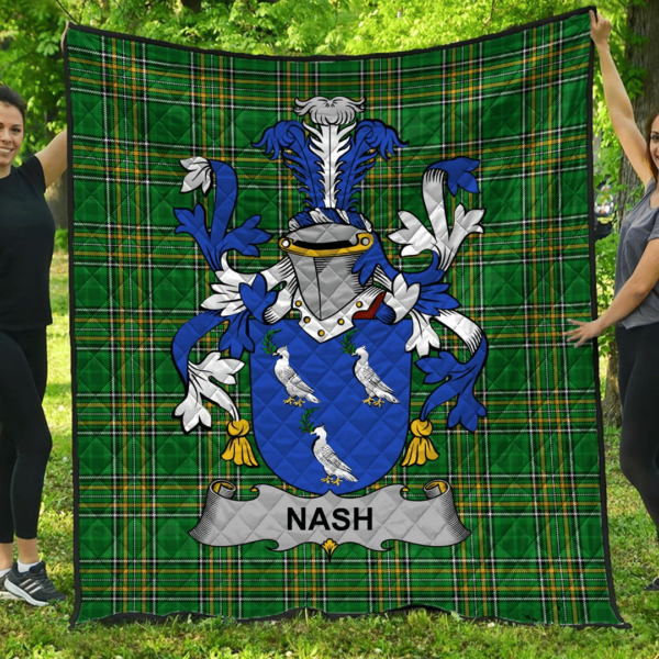 Nash Or Naish Irish Family Crest Premium Quilt - Irish National Tartan