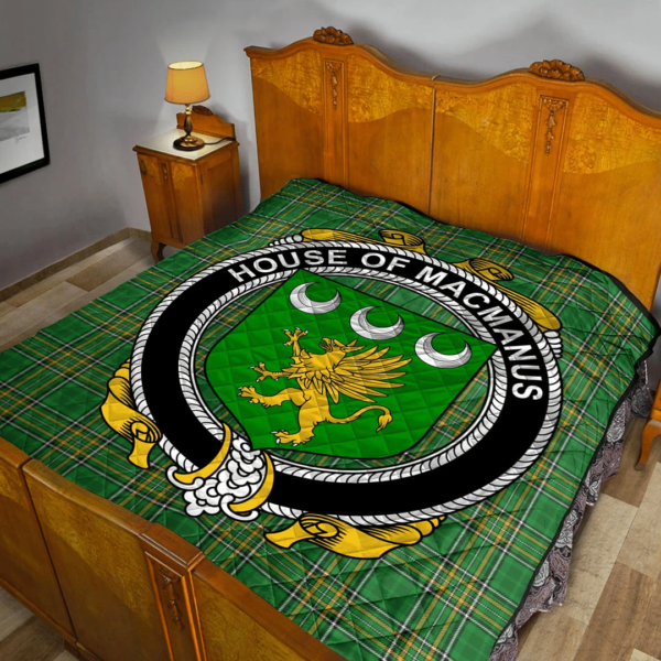 House Of Macmanus Irish Family Crest Premium Quilt - Irish National Tartan - Image 2