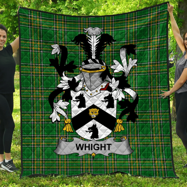 Whight Irish Family Crest Premium Quilt - Irish National Tartan