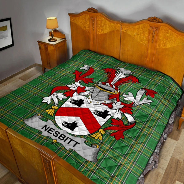 Nesbitt Irish Family Crest Premium Quilt - Irish National Tartan - Image 2