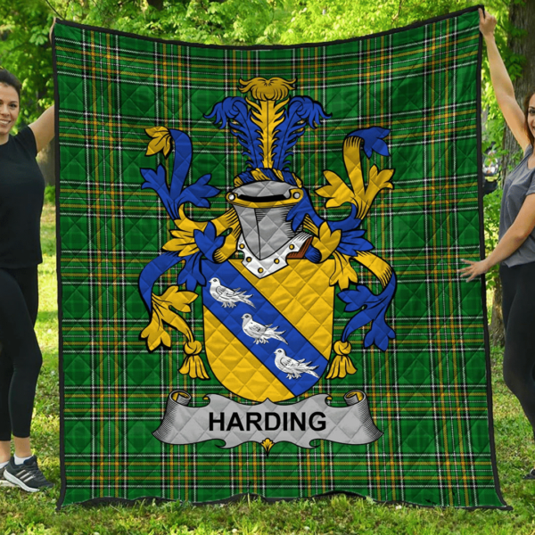 Harding Irish Family Crest Premium Quilt - Irish National Tartan