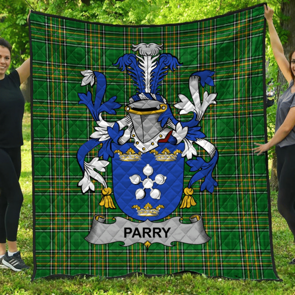 Parry Irish Family Crest Premium Quilt - Irish National Tartan