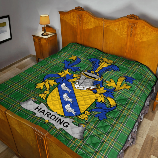 Harding Irish Family Crest Premium Quilt - Irish National Tartan - Image 2