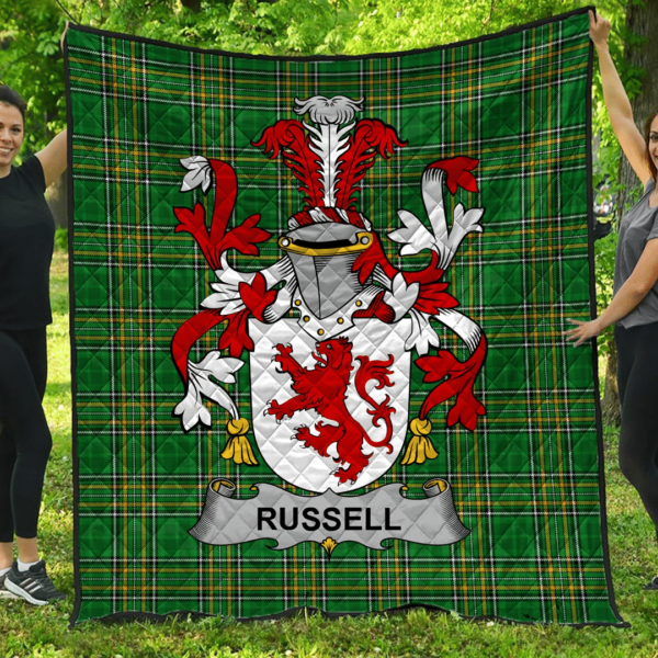 Russell Irish Family Crest Premium Quilt - Irish National Tartan