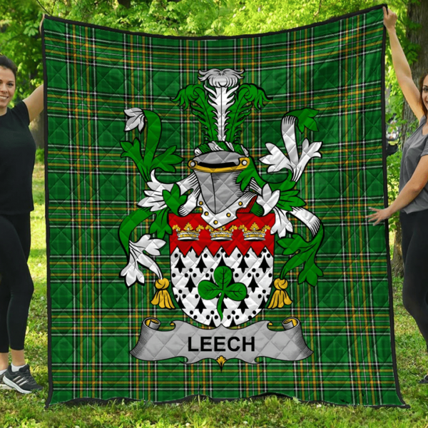 Leech Irish Family Crest Premium Quilt - Irish National Tartan