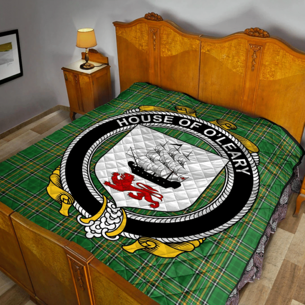 House Of O'Leary Irish Family Crest Premium Quilt - Irish National Tartan - Image 2