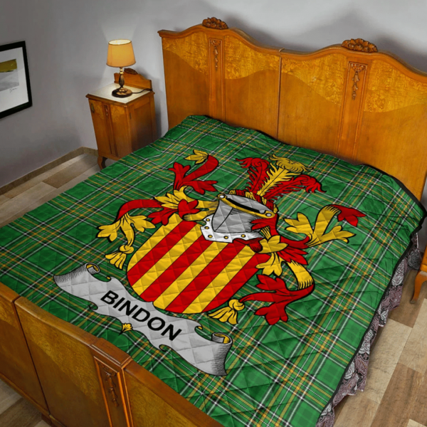 Bindon Irish Family Crest Premium Quilt - Irish National Tartan - Image 2