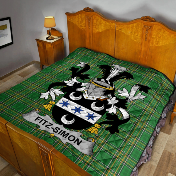 Fitz-Simon Irish Family Crest Premium Quilt - Irish National Tartan - Image 2