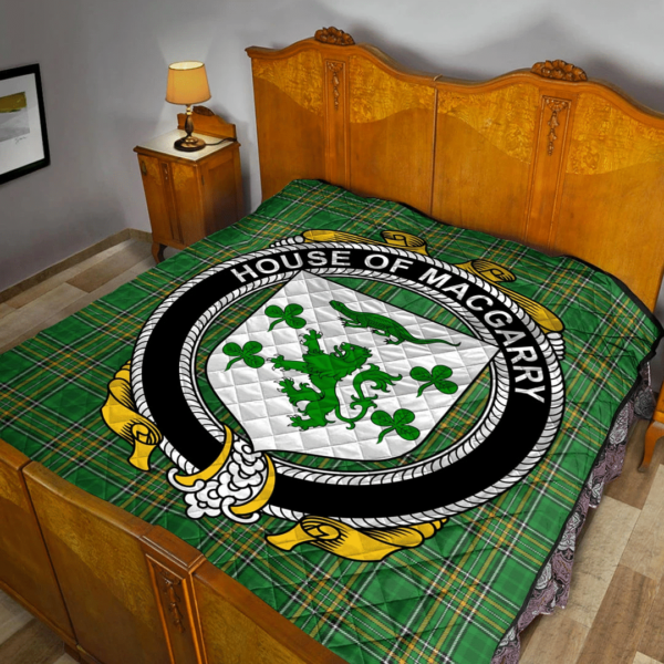 House Of Macgarry Irish Family Crest Premium Quilt - Irish National Tartan - Image 2